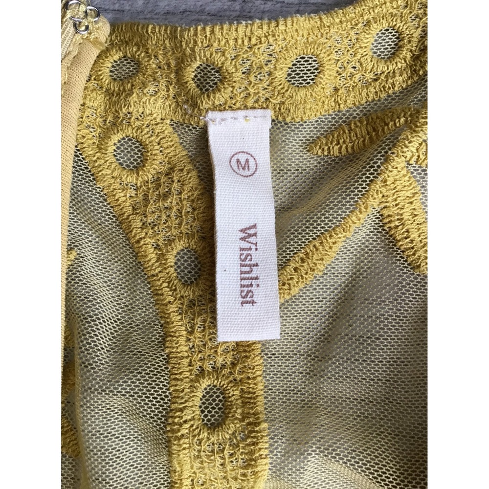 Wishlist Women's Mustard V Neck Shorts Underneath Lace Jumpsuit Size M NWOT - Picture 5 of 7